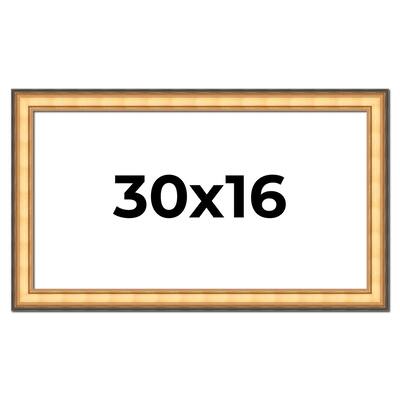 30x16 Frame Gold Plein Aire Solid Wood Picture Frame Width 2 Inches |
