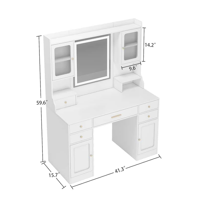 Makeup Vanity Dressing Table with Mirror, Drawers and Shelves