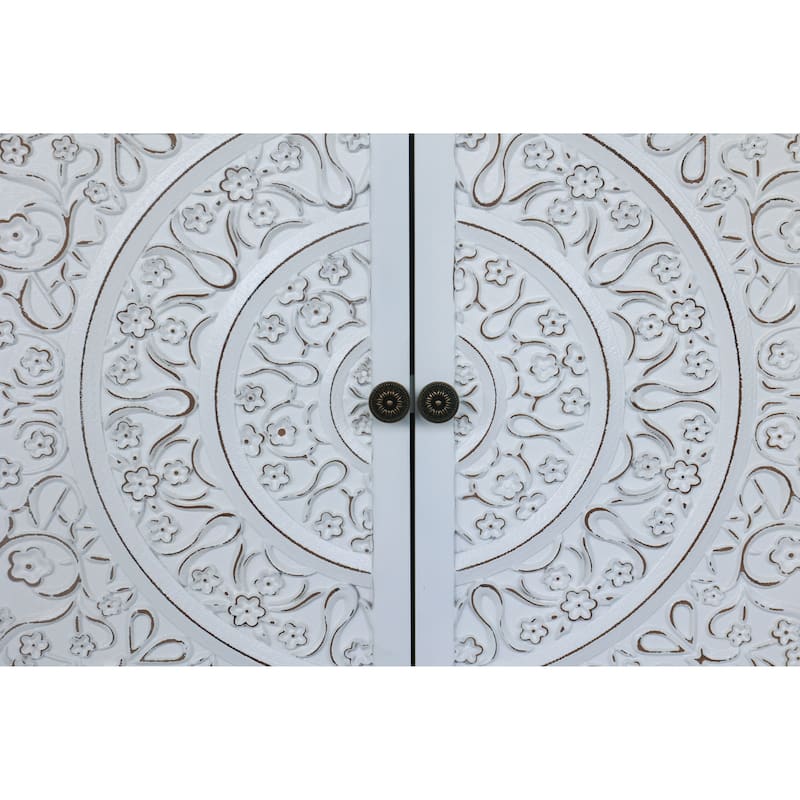 Retro Sideboard Buffet Cabinet with 4 Carved Doors, Accent Credenza Storage, Entryway Console Cabinet