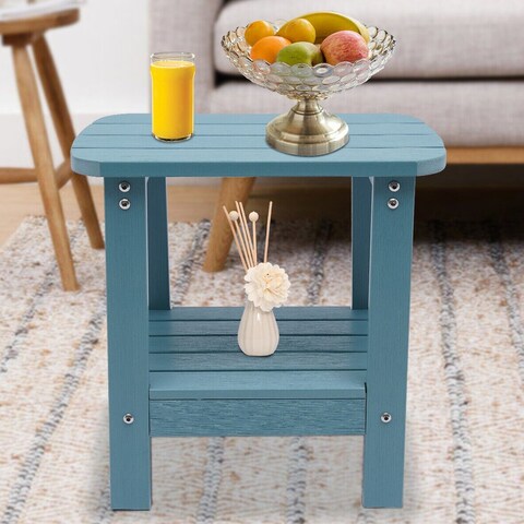 Outdoor Rectangular Side Table Weather Resistant PS End Table - 19*15*18in