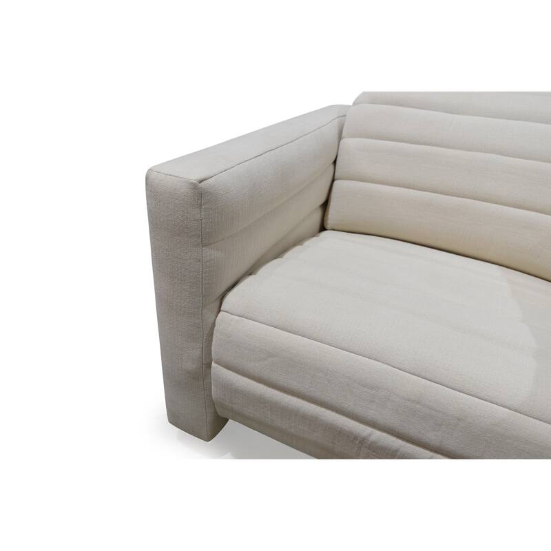NADAAL STUDIOS Serelith Recliner Chair, Channel-Tufted Chenille Fabric with Power Motion, Rubberwood Frame, Off White