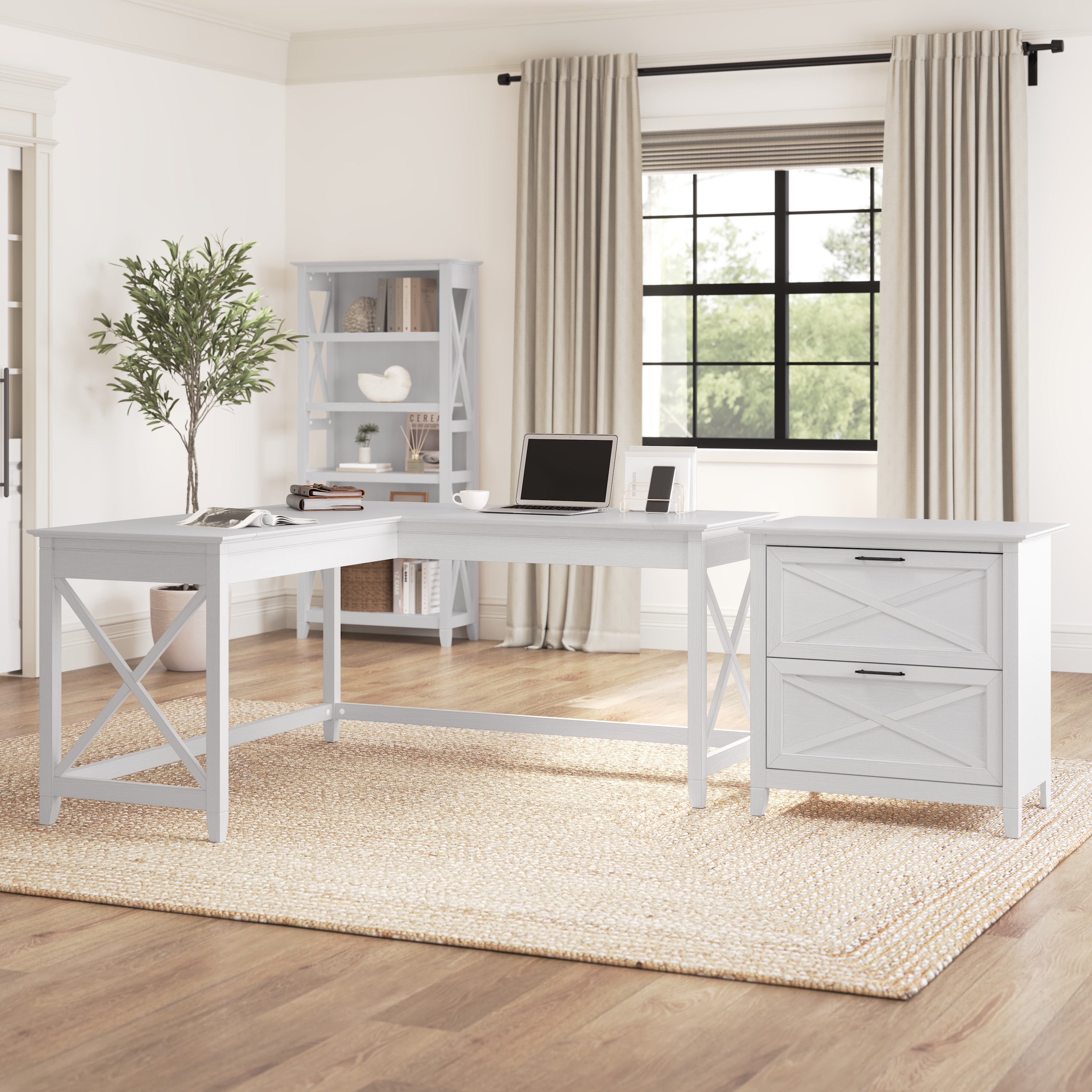 Bush furniture l top shaped desk white