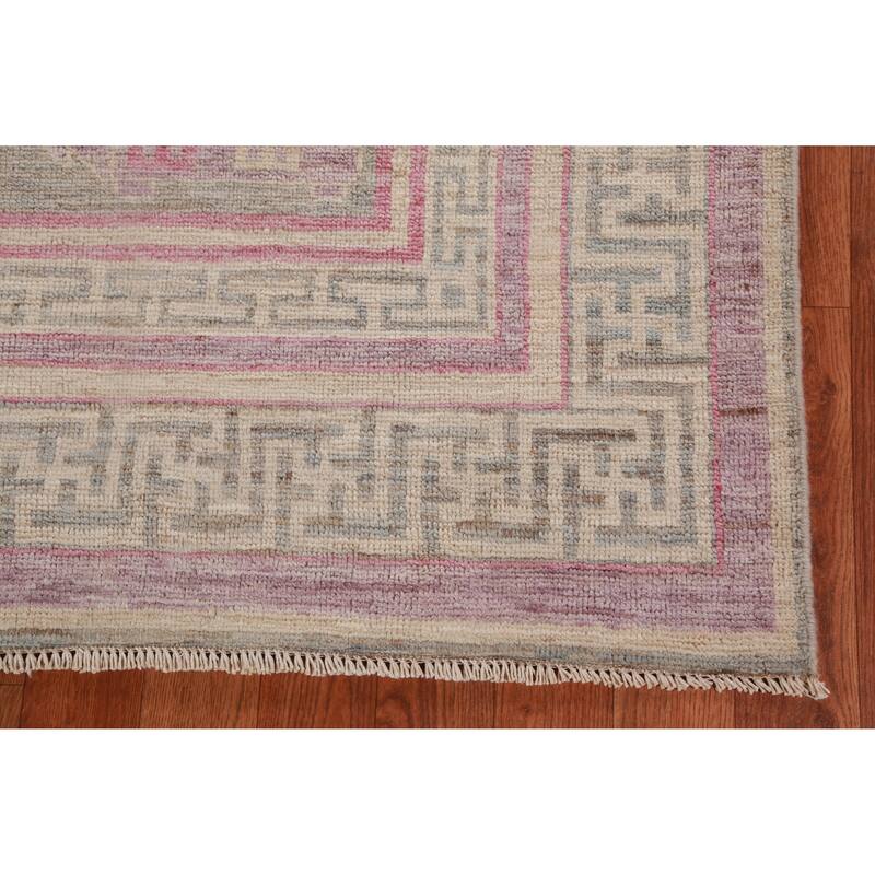 Hand Knotted Oriental 100% Wool Carpet Transitional Geometric Multi-Colored Oushak Area Rug - 9' 0'' X 8' 10''