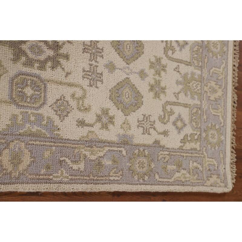 Beige Oushak Oriental Runner Rug Handmade Wool Carpet - 2'7"x 10'0"