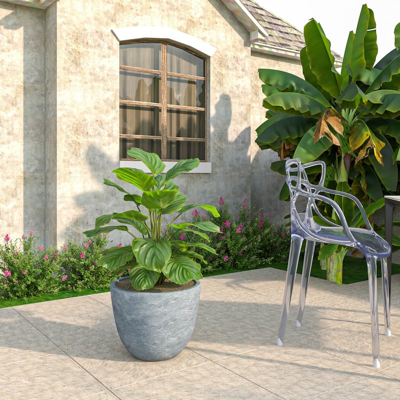 Dahlia Tapered Round Planter Pot in Fiberstone MGO Clay with Drainage for Indoor Outdoor Patio Balcony, Garden, or Living Room