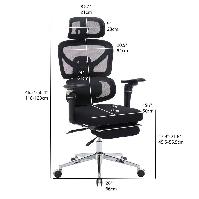 Ergonomic Home Office Desk Chair with Massage Lumbar Support,4 D Headrest, Adjustable Back High and Seat Depth