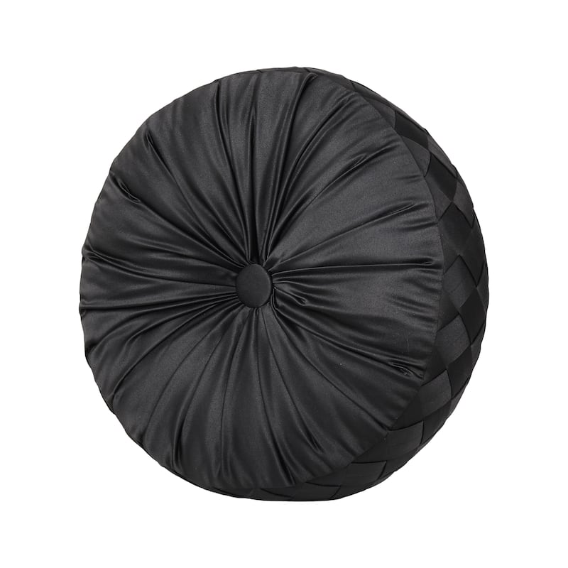 Harriman Tufted Round Decorative Throw Pillow - Polyester - Black - Accent