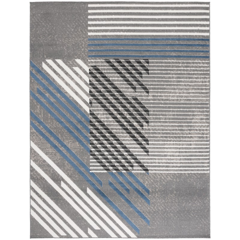 SAFAVIEH Pyramid Claribel Contemporary Rug - 9' x 12' - Grey/Blue Ivory