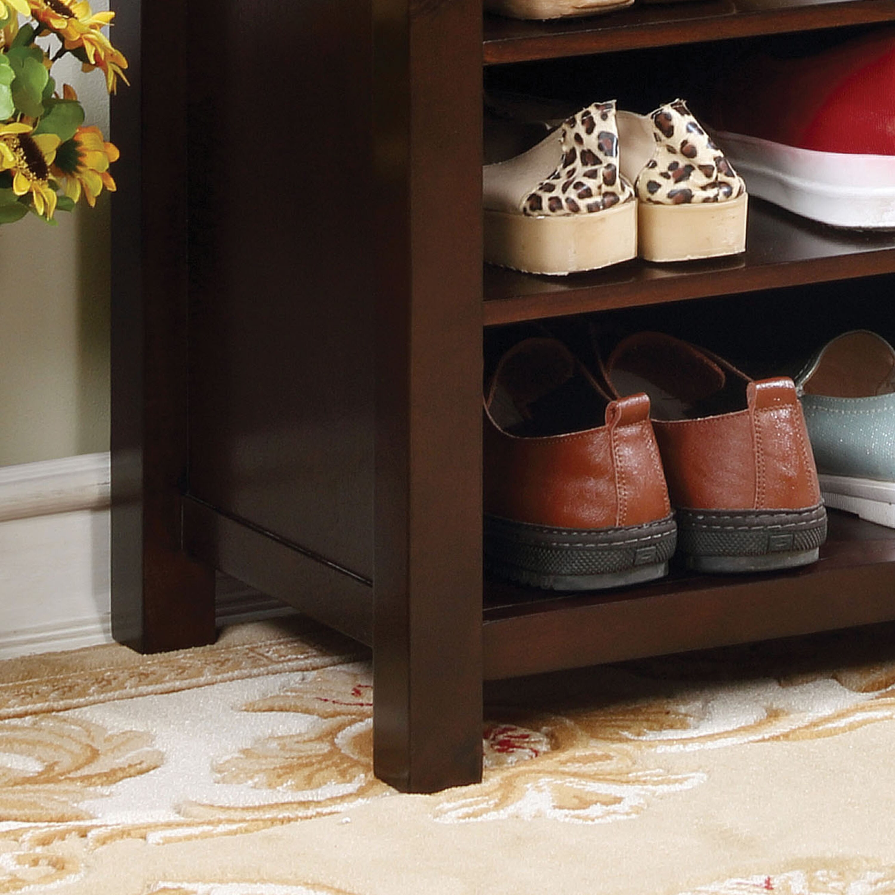 Furniture Of America Laff Transitional Cherry 6 Shelf Shoe Rack Bench On Sale Overstock 15176036