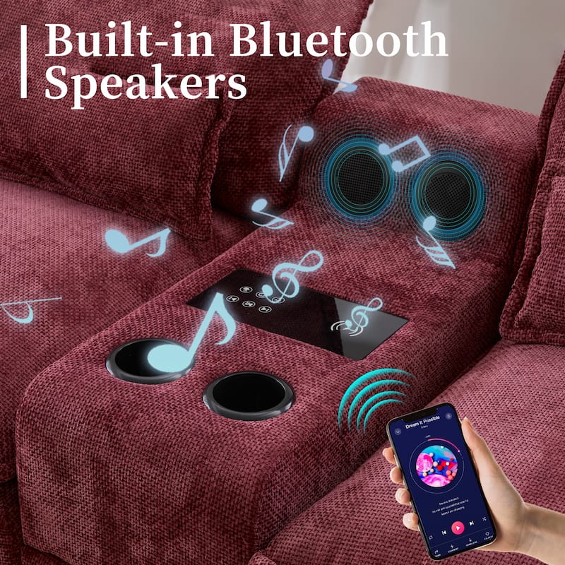 6-seat Chenille Upholstered Modern U-shaped Sectional Multifunctional Sofa with 2 Cup Holders,Pull-out Storage Space