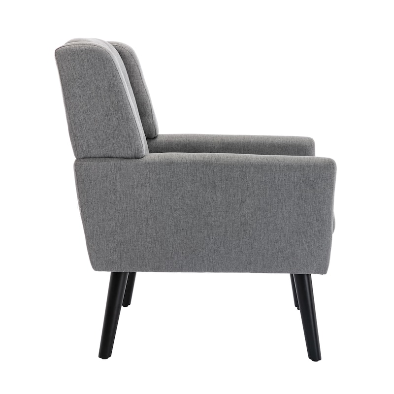 Modern Soft Linen Ergonomics Accent Chair Living Room Chair Bedroom Chair Home Chair With Black Legs