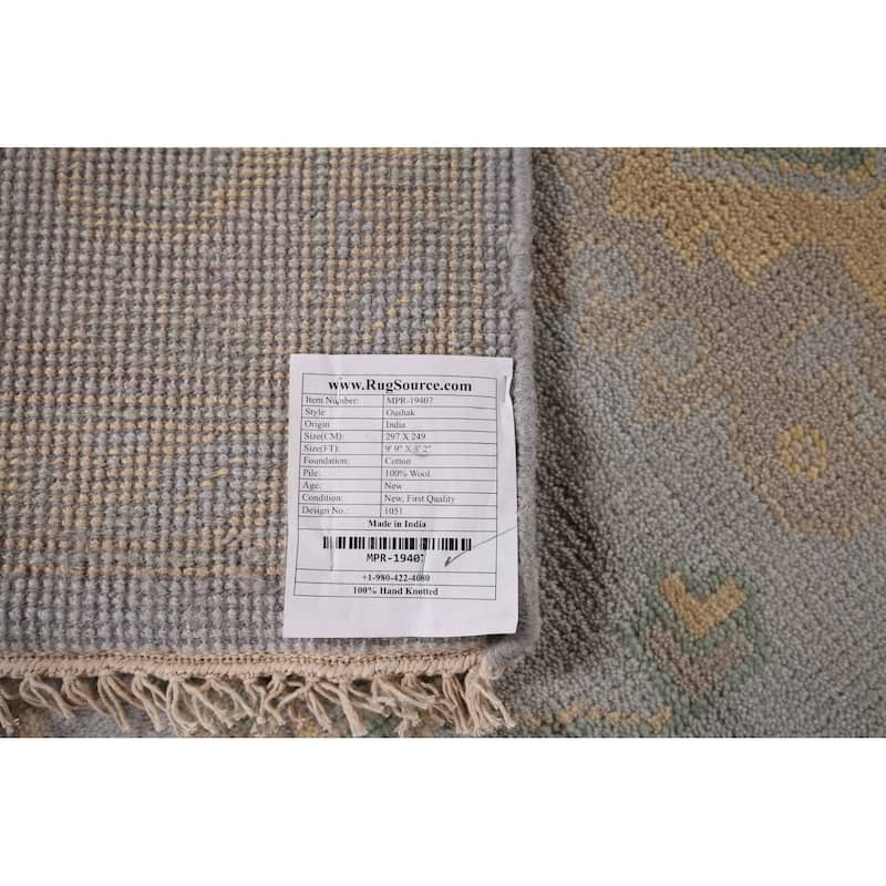 All-Over Oushak Area Rug Hand-Knotted Wool Carpet - 8'2"x 9'9"