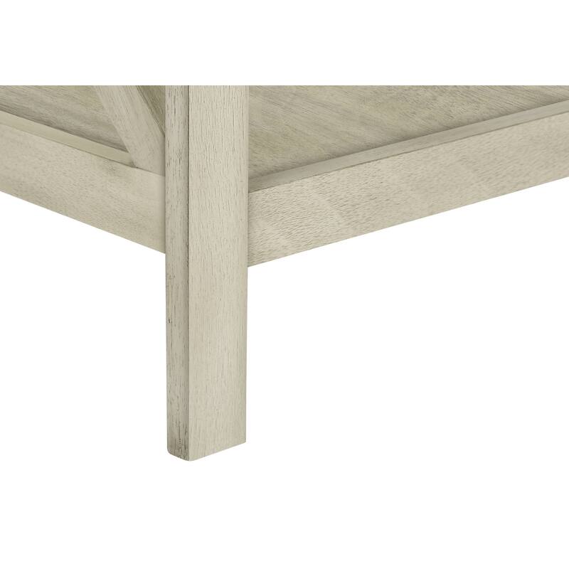 Accent Table, End, Side Table, 2 Tier, Bedroom, Nightstand, Lamp, Storage Drawer, Antique White Veneer, Transitional