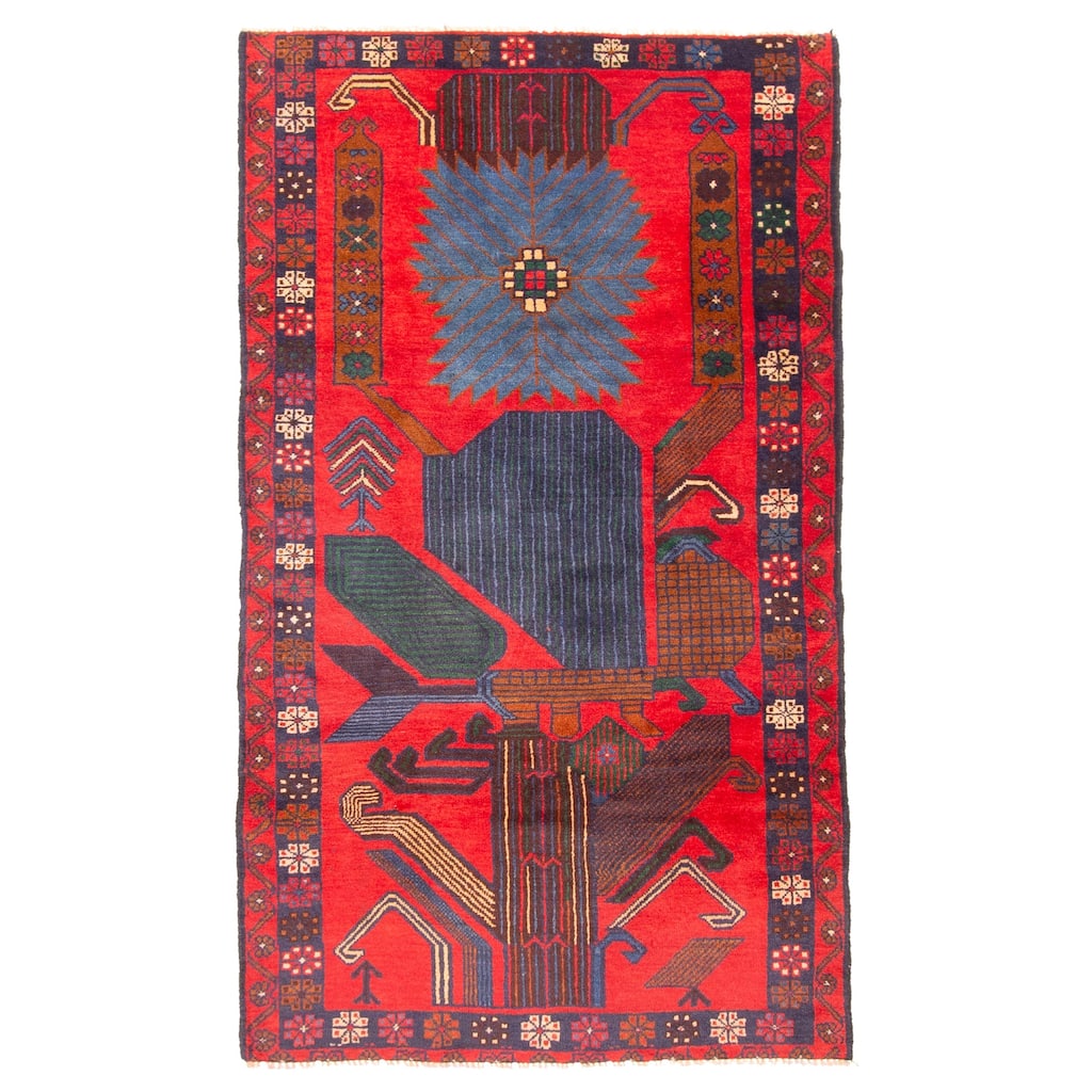 ECARPETGALLERY Hand-knotted Teimani Red Wool Rug - 3'5 x 5'11