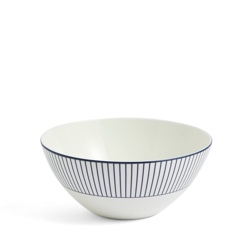Wedgwood Gio Blue Cereal Bowl 6.2in, Pinstripe White