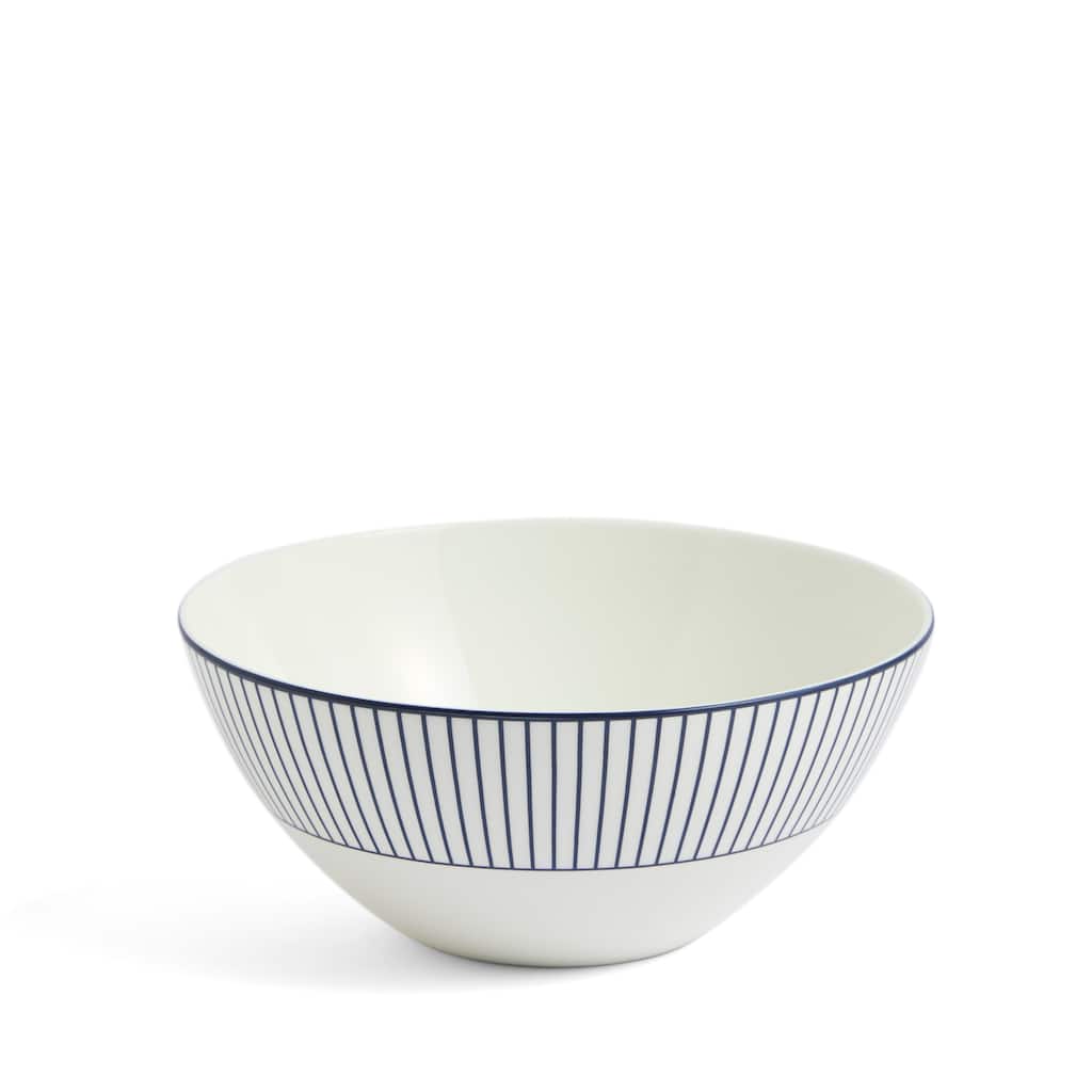 Wedgwood Gio Blue Cereal Bowl 6.2in, Pinstripe White