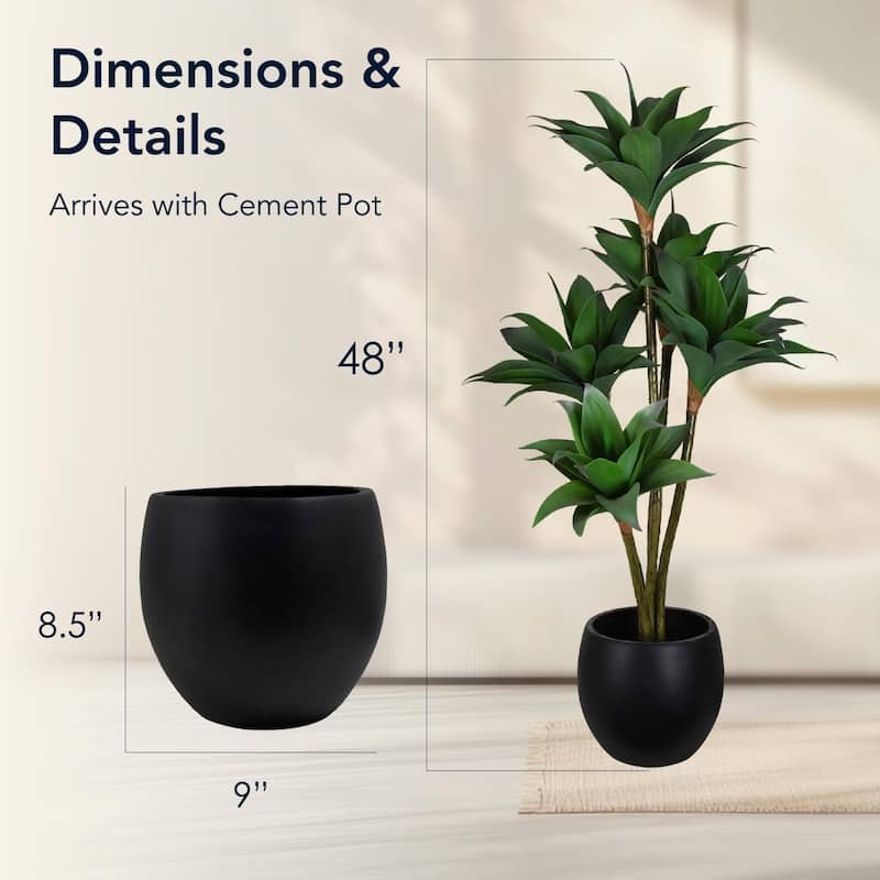 American Art Decor Artificial Crown Orchid Tree in Cement Pot Faux Plant for Home or Office - 48"