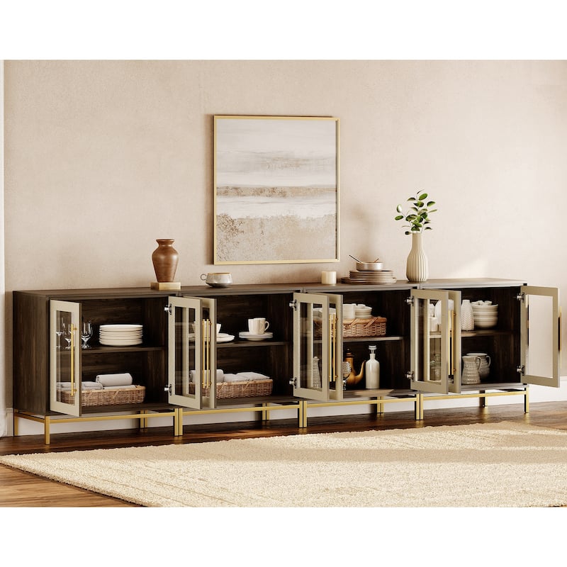 WAMPAT Modern Sideboard Buffet with Leather-Textured Doors