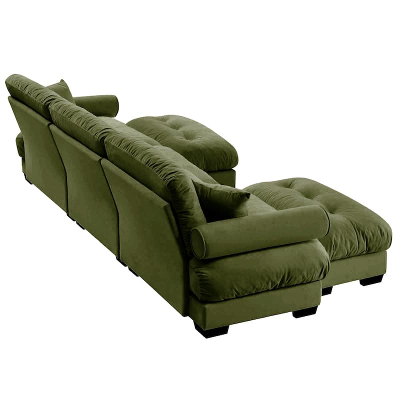 U-Shape 3 Deep Seat Modular Sofa Couch with 2 Movable Ottomans