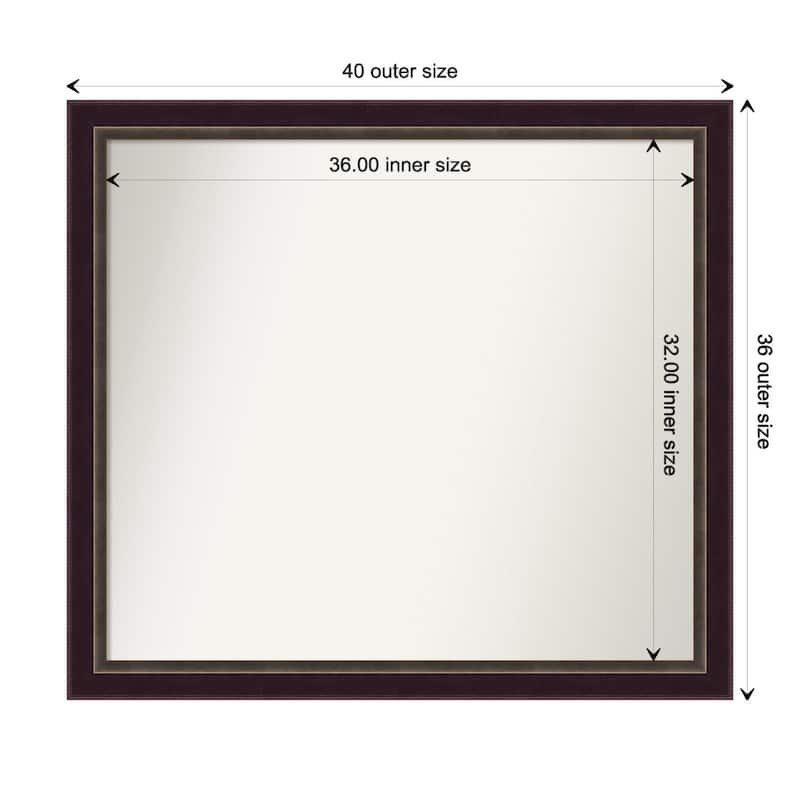 Signore Bronze Framed Non-Beveled Custom Wall Mirror, Bathroom Vanity Mirror - Outer Size: 40.25 x 36.25