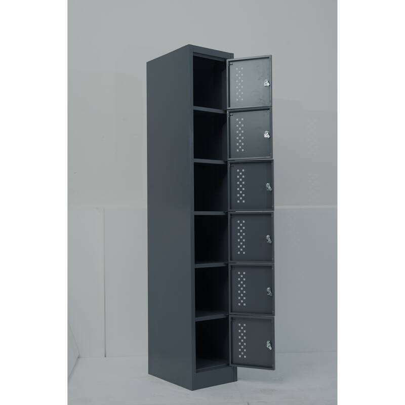 Metal garage storage cabinet, six separate storage compartments - 70.98-inch steel lock cabinet