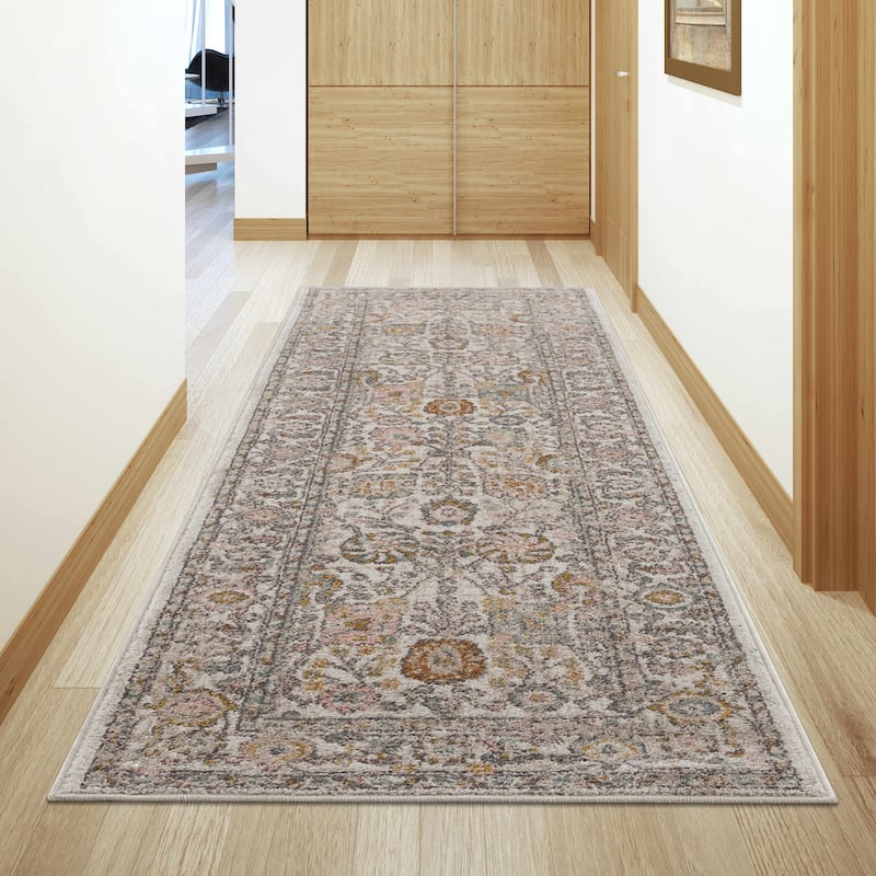 Hauteloom Herstmonceux Living Room, Bedroom Area Rug - Camel, Charcoal, Dusty Pink - 2' x 2'11"