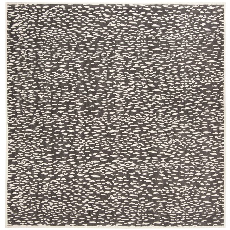 SAFAVIEH Handmade Marbella Goril Modern Polyester Rug - 6' Square - Dark Grey/Ivory