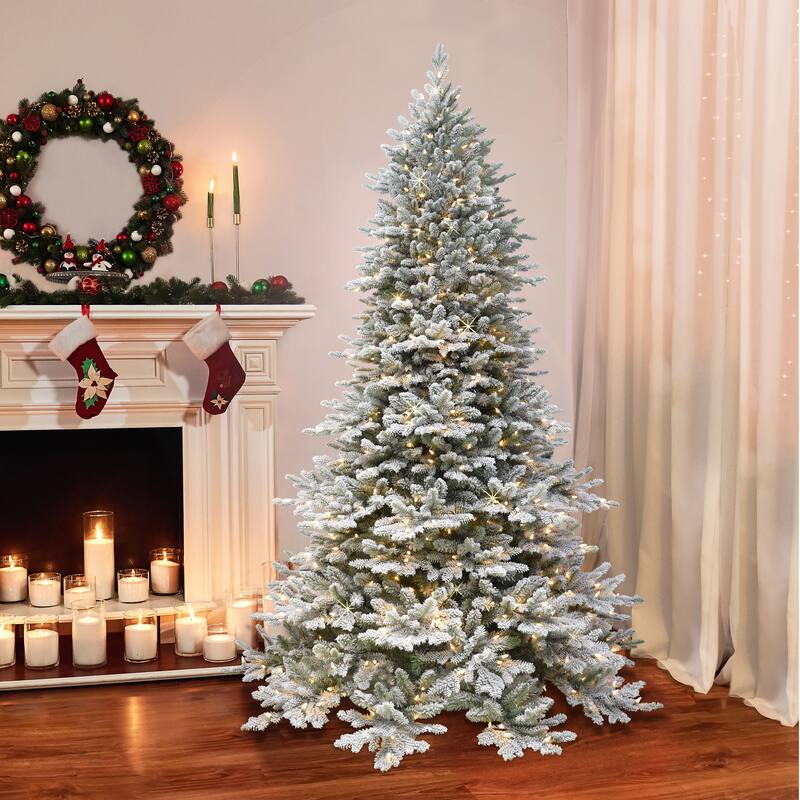 Puleo International 7.5 ft. Flocked Royal Majestic Douglas Fir Downswept Artificial Christmas Tree
