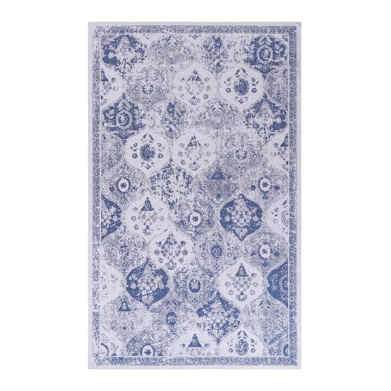 Blue 5x8 Indoor Low-Pile Rug, Washable and Non-Slip, Modern - 5' x 8'