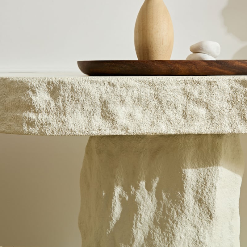 53.94 inch Modern Design Console Table,Imitation Stone Table,Fiberglass Entryway Table with Irregular Legs