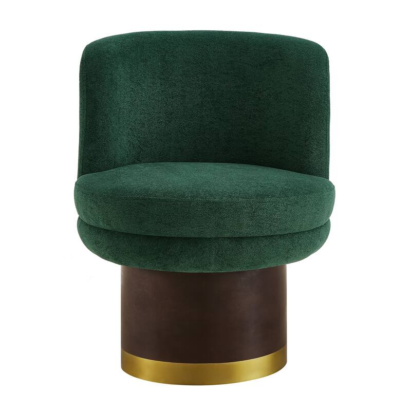 Roomfitters Round Chenille Swivel Accent Chair with Curved Back, Modern Barrel Chair