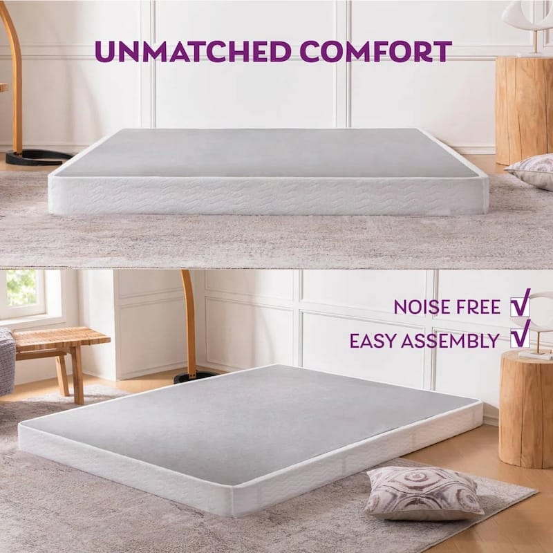 Black Metal Low Profile Box Spring Mattress Foundation with Cover
