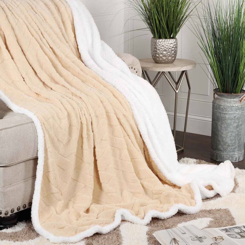 Superior Nuuk Jacquard Lattice Fluffy Sherpa Fleece Blanket