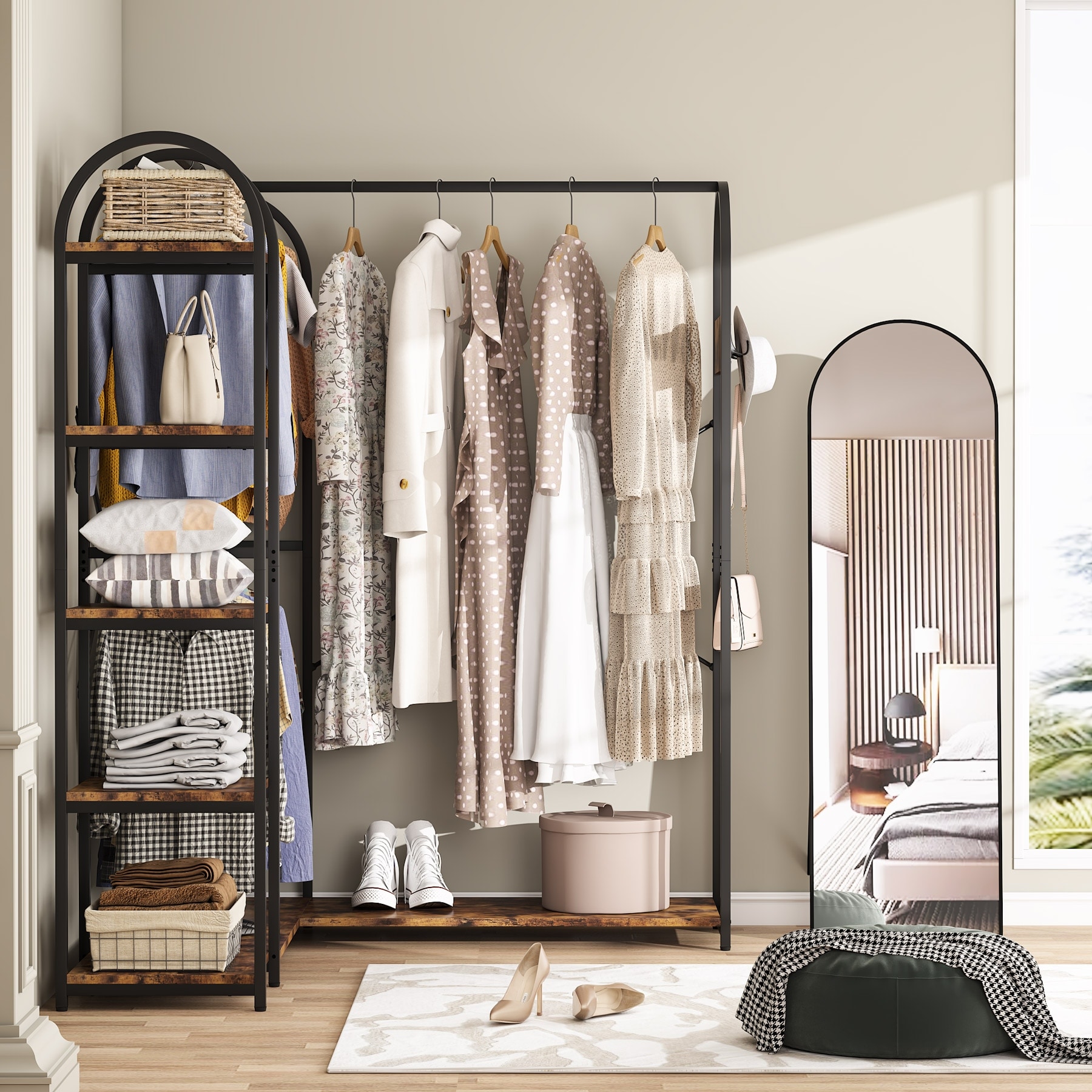 Clothes rack closet organizer top