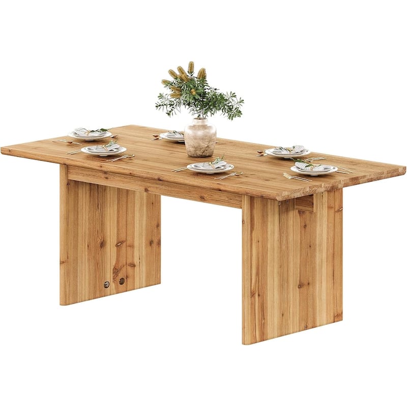 Solid Wood Dining Table for 6, 63" Farmhouse Rectangle Kitchen Dinner Tables - 31.49"W x 62.99"L x 29.92"H