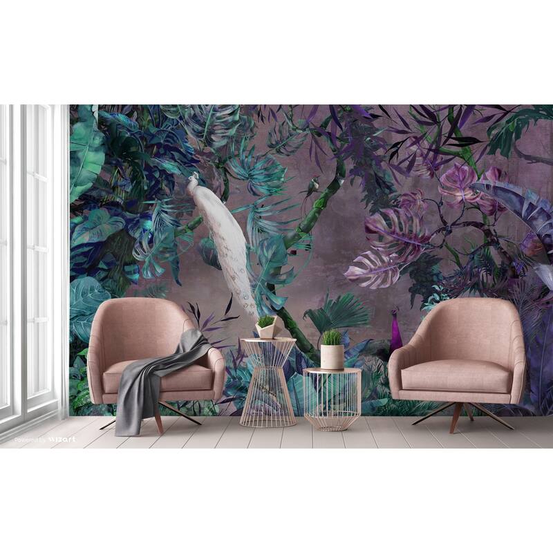 Exotic White Peacock Wallpaper Mural