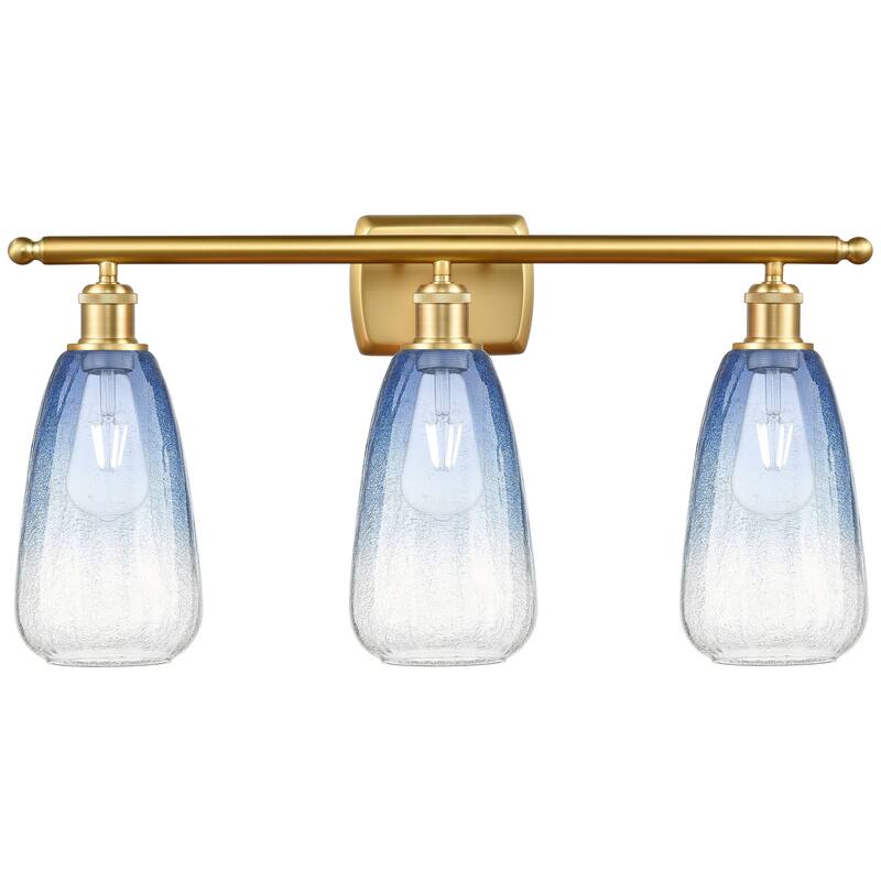 Innovations Lighting Endless Possibilities Ballston - Brookhaven Almond - 3 Light 26" Bath Vanity Light - Satin Gold/Sapphire Blue