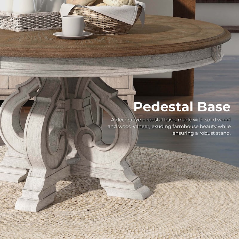 Caelum Farmhouse White Solid Wood 5-Piece Round Dining Set by The Gray Barn