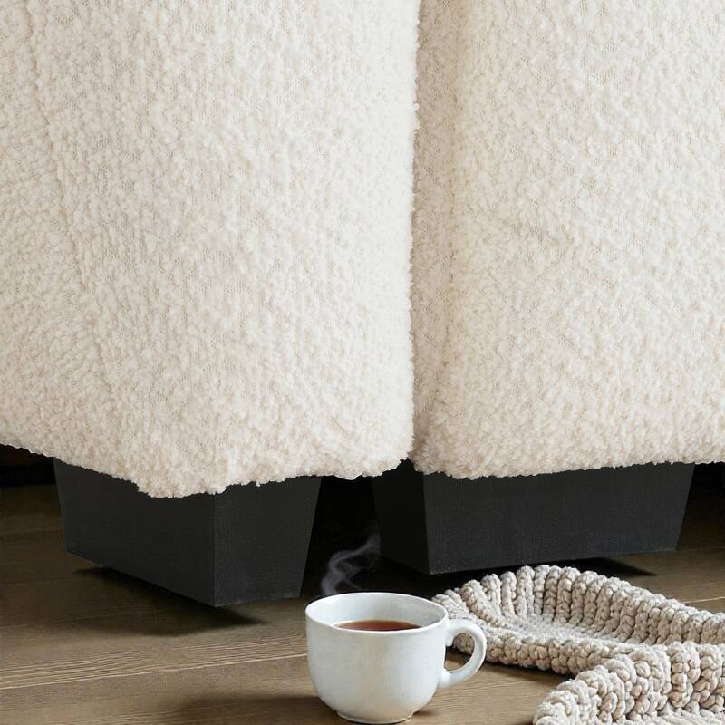 110" Modular L-Shaped Sectional Sofa with Ottoman, Boucle Fabric Couch, High Density Foam Seating