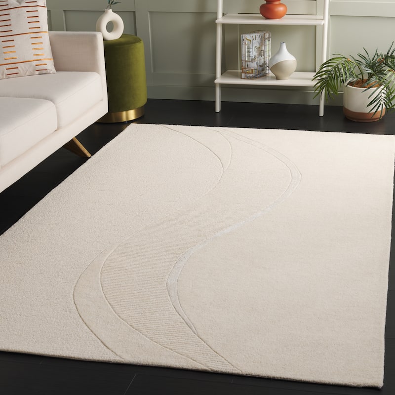 SAFAVIEH Handmade Fifth Avenue Caragh Mid-Century Modern New Zealand - 3' x 5' - Ivory - Rectangle