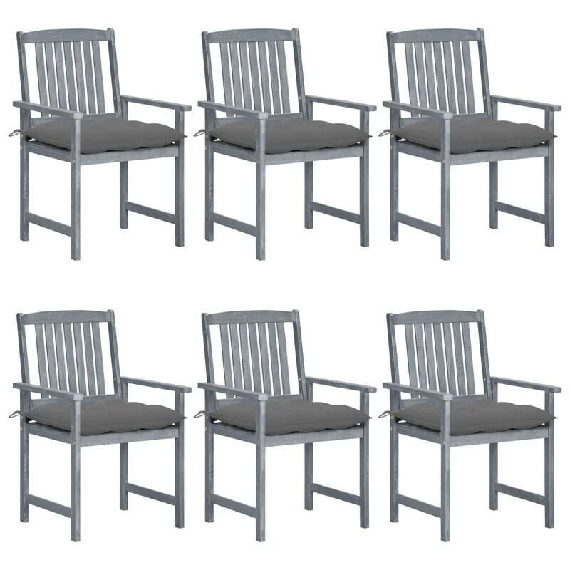 vidaXL Patio Chairs Outdoor Dining Chair with Cushions Gray Solid Wood Acacia