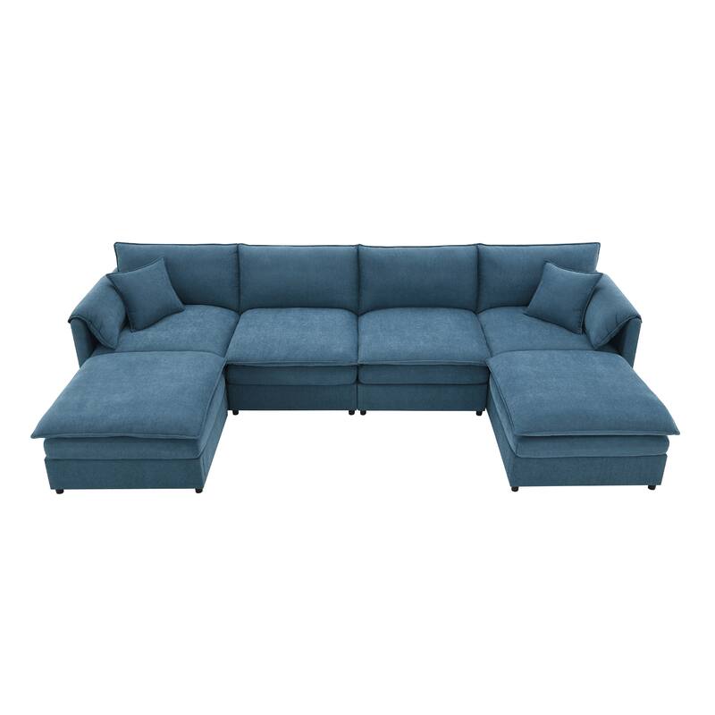 Chenille Modular Sectional Sofa, U Shaped Cloud Couch Set