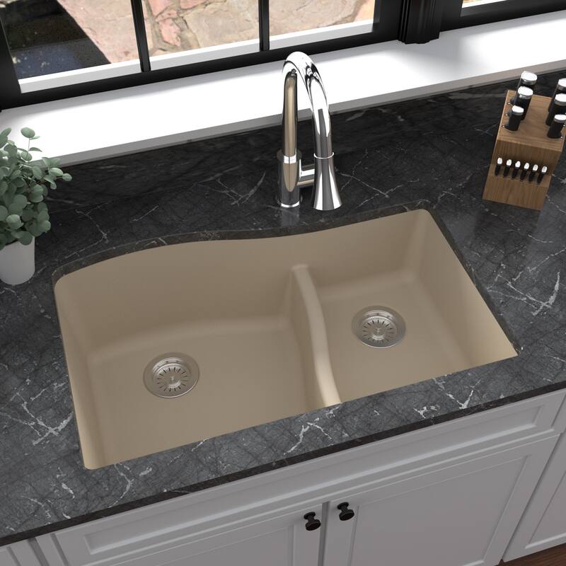 Karran Undermount Quartz Double-bowl Kitchen Sink