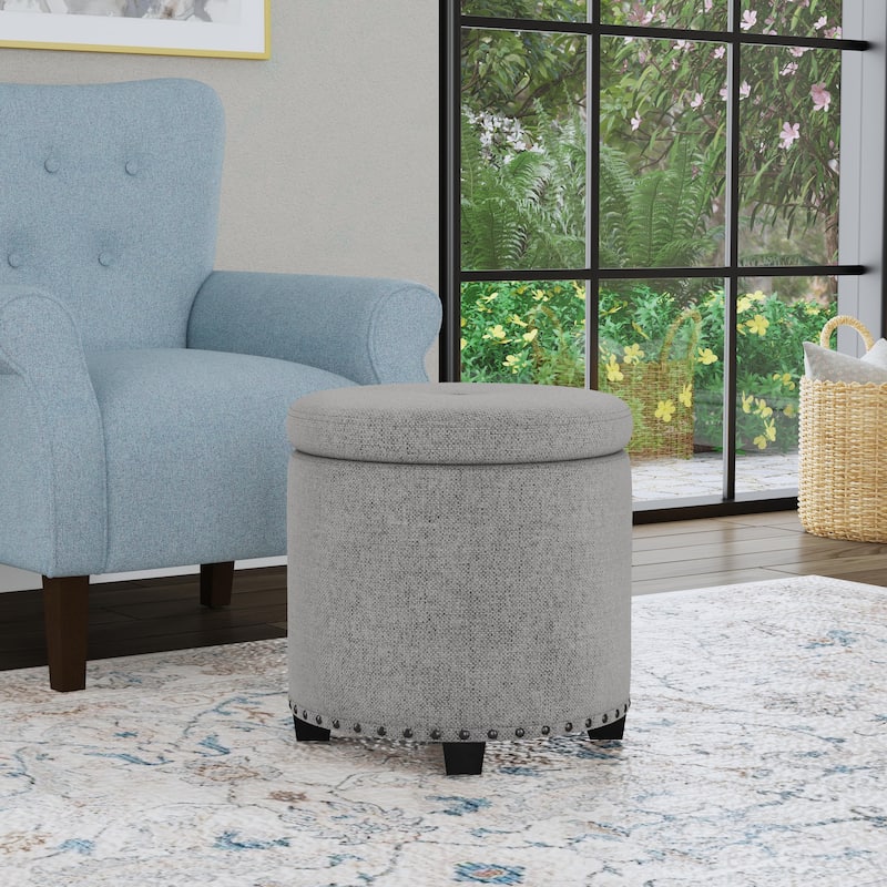 HomePop Storage Ottoman with Nailheads