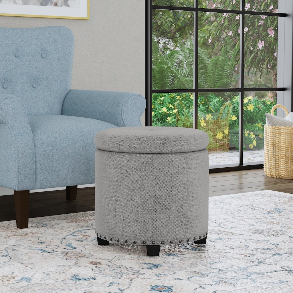 HomePop Storage Ottoman with Nailheads