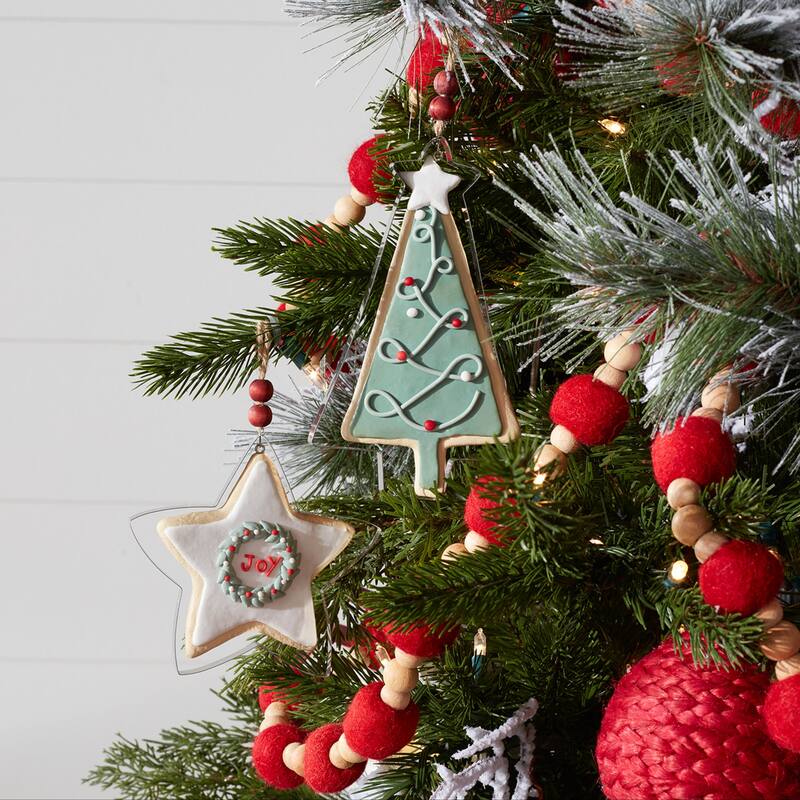 Tree and Star Cookie Cutter Christmas Ornaments - 6.5" - 12ct