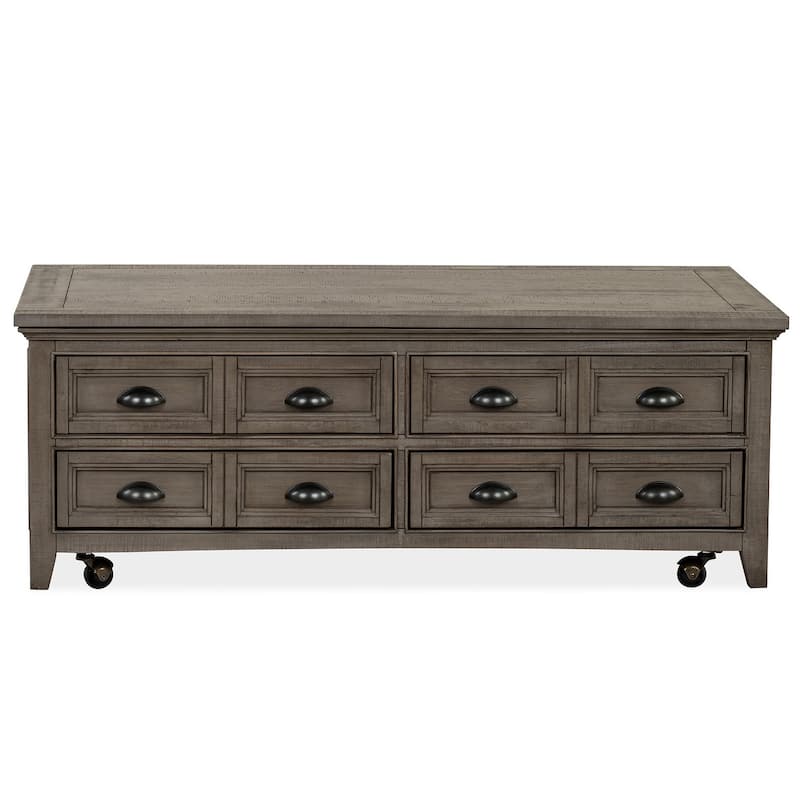 Magnussen Home Paxton Place Dovetail Grey Lift Top Storage Cocktail Table with Casters - 50''W x 28''D x 18''H