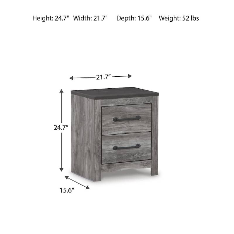 Signature Design by Ashley Bronyan Dark Gray 2 Drawer Nightstand