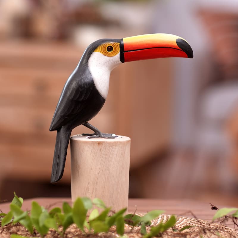 Novica Handmade Tropical Toucan Wood Sculpture