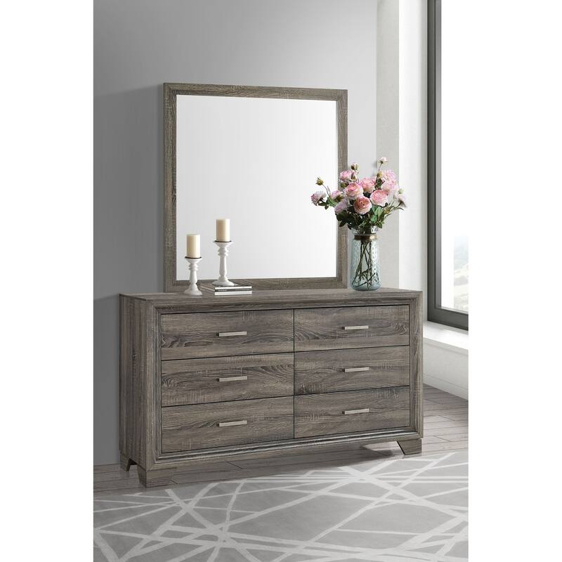 Wright 6-drawer Dresser and Mirror Brown Oak